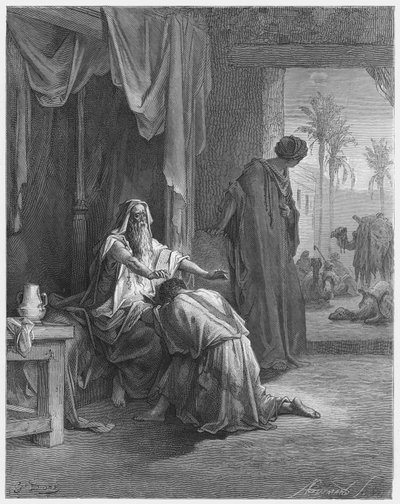Isaac bendiciendo a Jacob de Gustave Dore